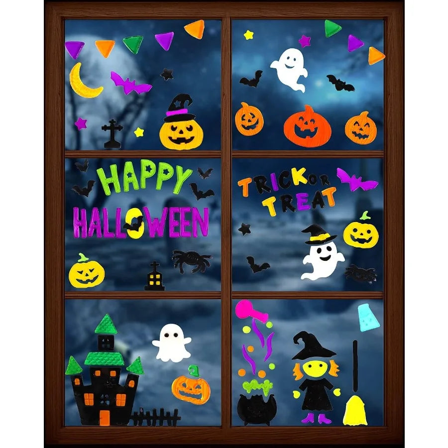 6pcs Halloween Gel Window Clings for Home Decor Perfect for Pumpkins Witch Bats and Spider Designs on Windows to Create a Spook