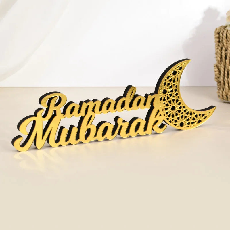 Ramadan Mubarak Acrylic Ornament Eid Mubarak Ramadan Kareem Decoration for Home Islamic Muslim Party Decor Eid Al Adha Gift