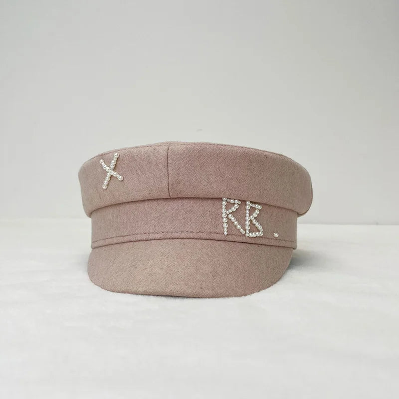 Women Ladies Luxury Design Brand Octagonal Cap Letter Military Cap Pink Khaki Newsboy Hat Fall Winter Baker Boy Cap Designer Cap