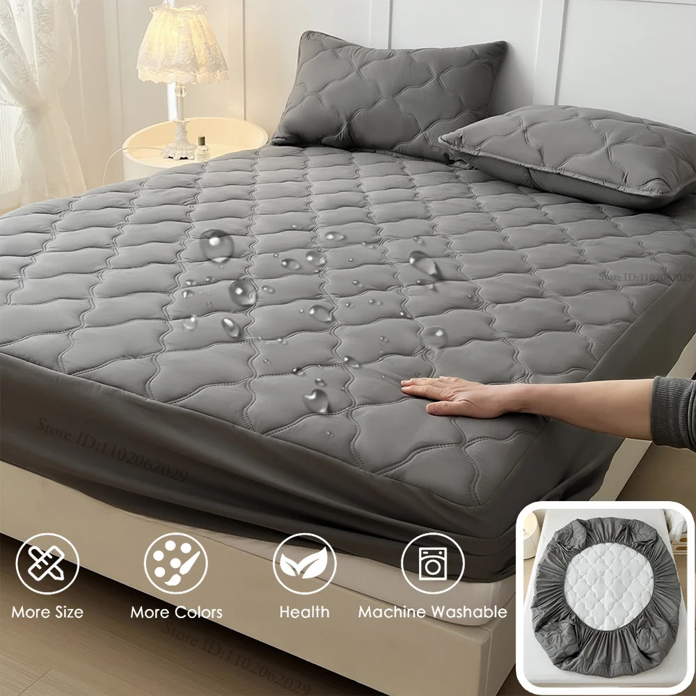 Bedspreads Cover Fitted Bed Sheets Waterproof Mattress Coverlets Elastic Band Protector Pads for Single/Double/King/Queen Bed