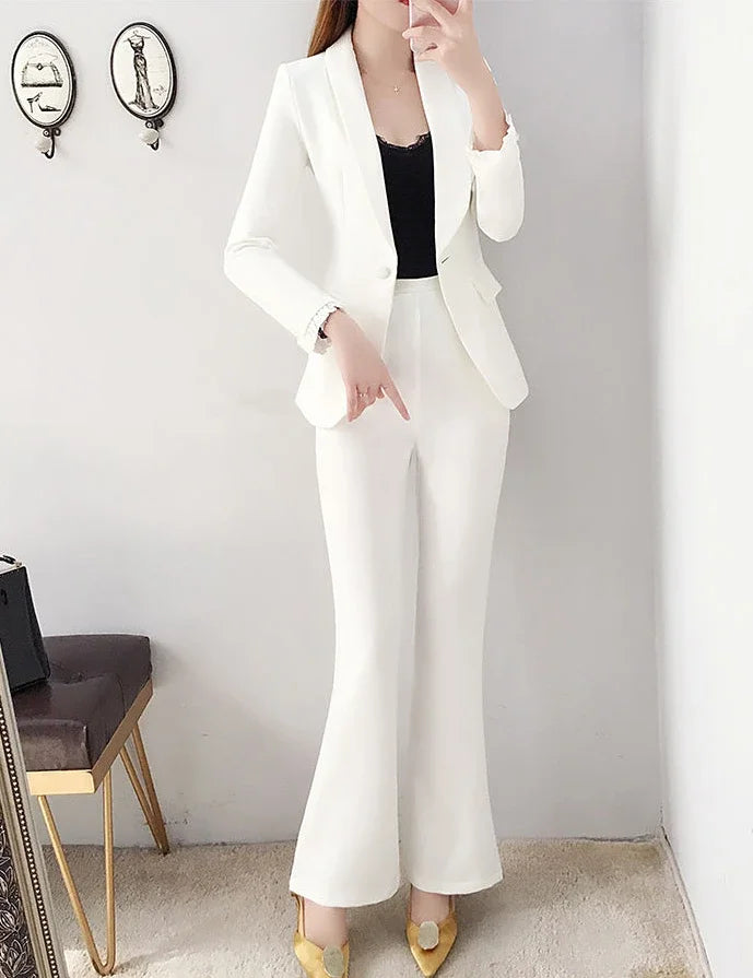 White Trousers Suits Office Blazer and Baggy Professional Women's 2 Pant Set Outfits Two Pieces Sets Pants for Woman Tailor Xxl
