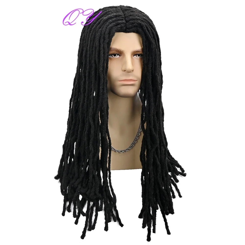 Men's Synthetic Dreadlock Wig Long Black Braided Hair for Daily, Music Festival, Halloween Costume Party Role-Playing