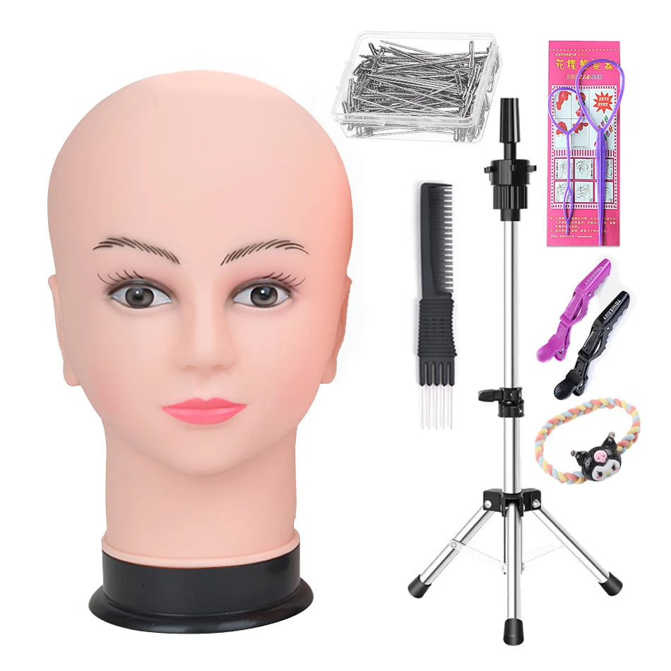 Mannequin Head With Tripod For Making Wig Hat Glasses Mask Display Cosmetology Manikin Head For Makeup Practice Wig Install Kit