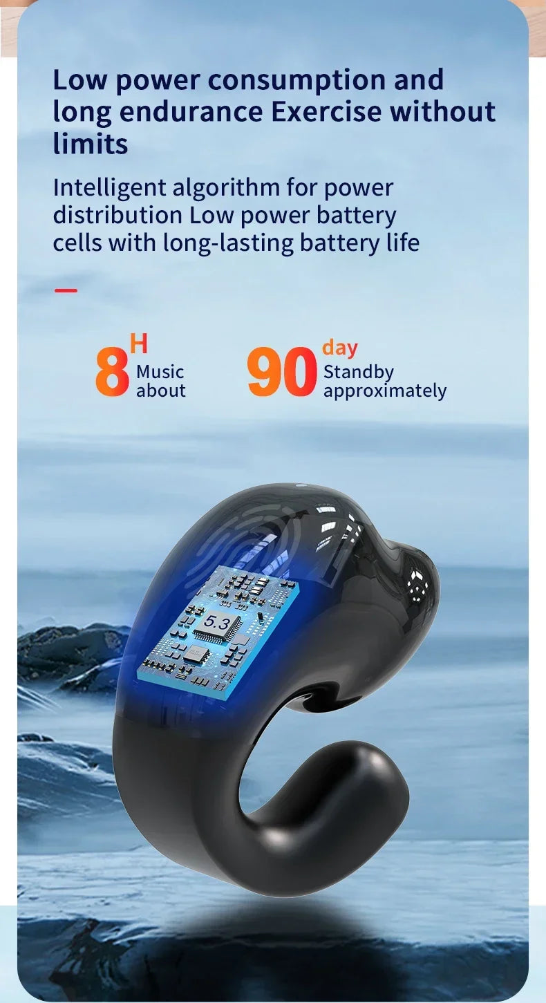 Bluetooth 5.3 Earphones With Mic Wireless Headphones Single in-Ear Sports Waterproof TWS Earbuds Handsfree Headset