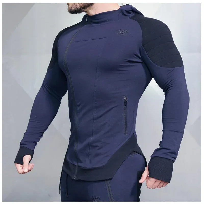 Men Hoodies Sweats Sweatshirt Hooded Fitness Gym Coat Outdoor Sport Tops Bodybuilding Men Sweater  Autumn and Winter New Fashion