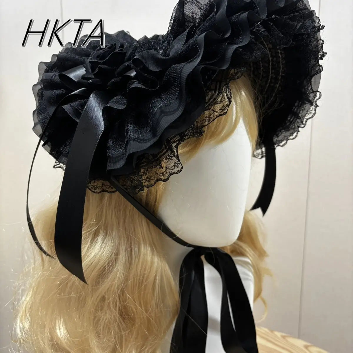 Lolita Flowers Pleated Lace Print Lace Up Women Straw Hat Spring Sweet Girls Cosplay Hair Clip Cap Kawaii Lolita Caps Black Hat