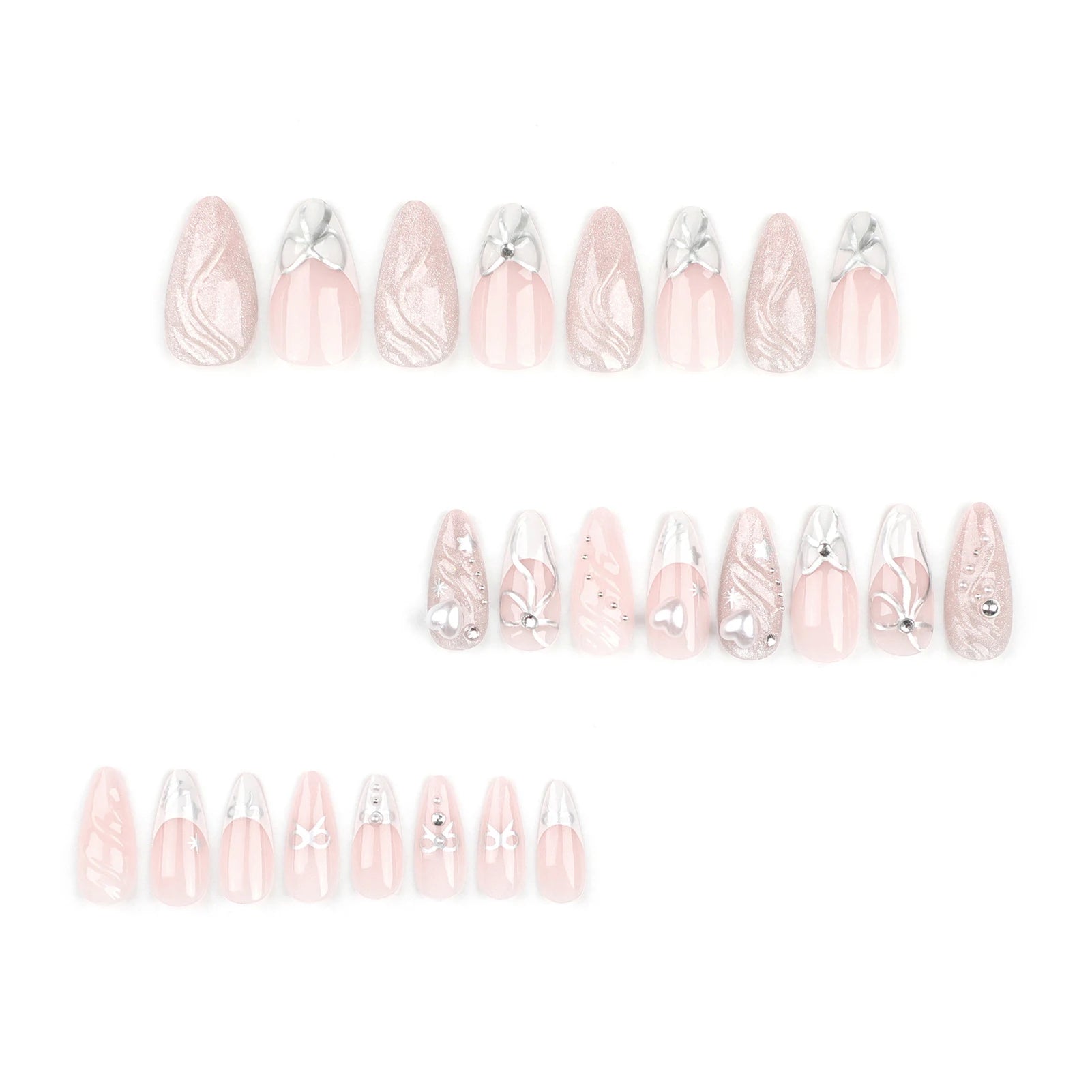 Light Pink Fake Nails with White Tip Ultra-flexible Long Lasting Fake Nails for Stage Performance Wear MIAO-US
