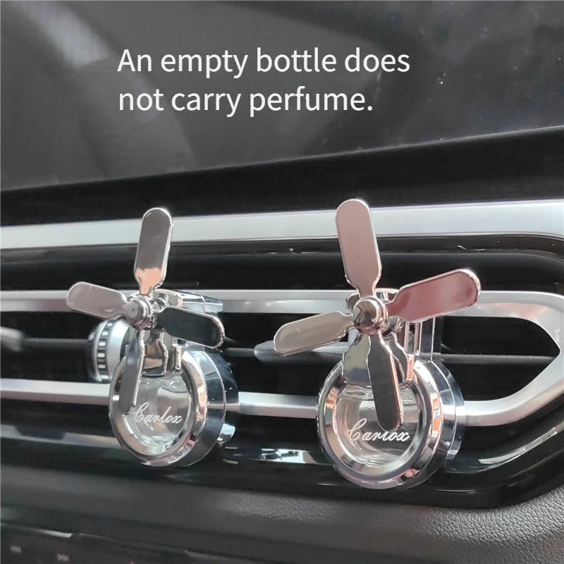 Car Perfume Empty Bottle Mini Self-Installed Air-Conditioning Outlet Four-Leaf Windmill Rotating Car Aromatherapy High-End Fragrance Volatile Diffuser Container Fragrance Diffuser Car Applicable