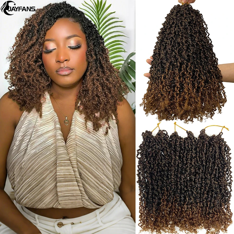 Jayfans 12 8 pulgadas Cabello de ganchillo Yanky Twist preenrollado Bohemian Passion Twist Spring Mini Twist Crochet Hair para mujeres y niñas negras