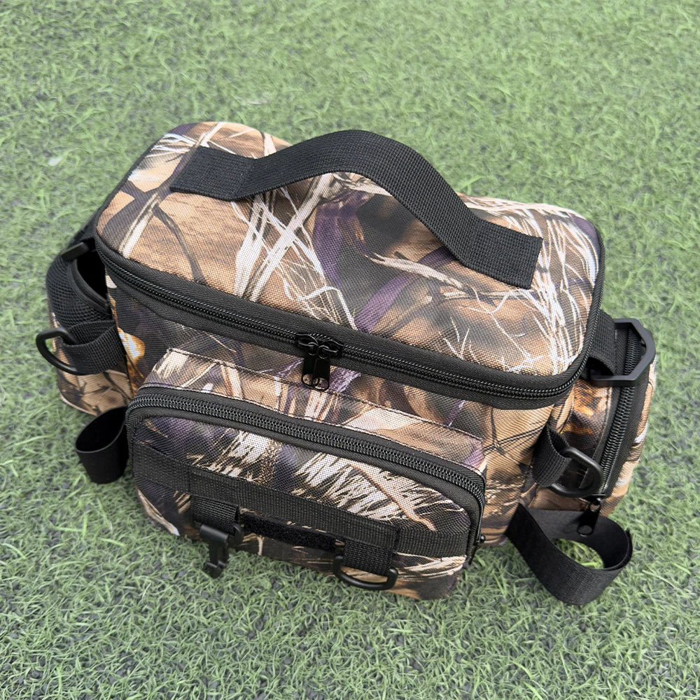 Mochila de pesca, caja de señuelos, bolsa de almacenamiento de aparejos, riñonera para hombres, mochila de pesca con mosca con soporte para caña, bolsa de hombro.