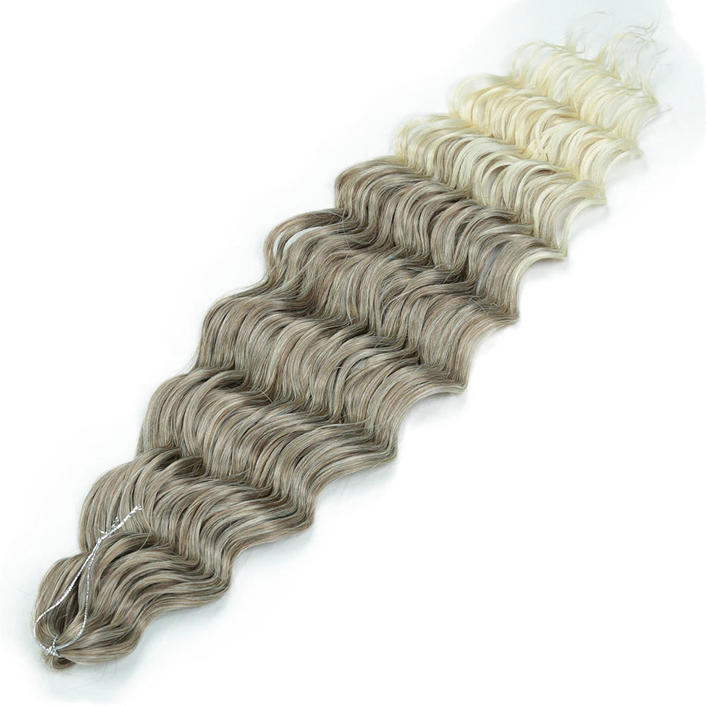 ALIBABY 24Inch Synthetic Loose Deep Wave Braiding Hair Extension Water Wave Crochet Braid Hair for Braids Ombre Blonde Fake Hair