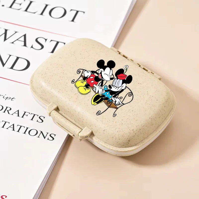 Disney Mickey Mouse Candy Box Cartoon Crystal Stickers Medicine Organiser Boys Girls Portable Kawaii Boxes Child Birthday Gift