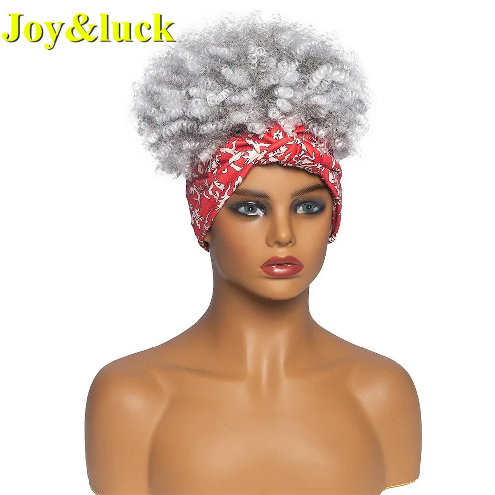 Burgundy Afro Curly Headband Wig