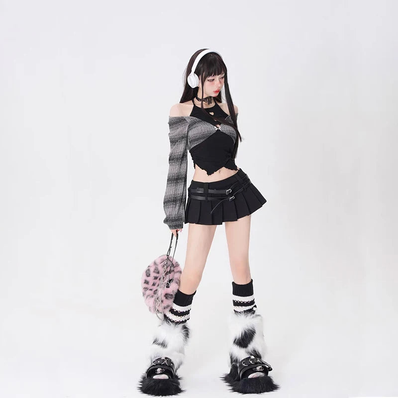 Spring Summer 2 Piece Skirt Set Women Y2k Crop Tops + Short Skirt Japanese Kawaii Fashion Suits Chic New in Elegant Dress