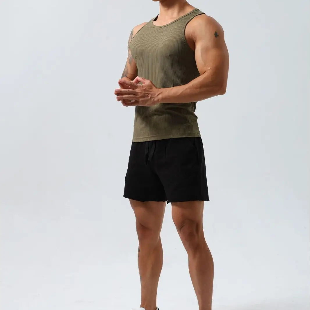 Men's Vest Sports Sleeveless Slim Elastic Sweat Fitness Summer Quick-drying Vest Sleeveless Base Outdoor Running Breathable