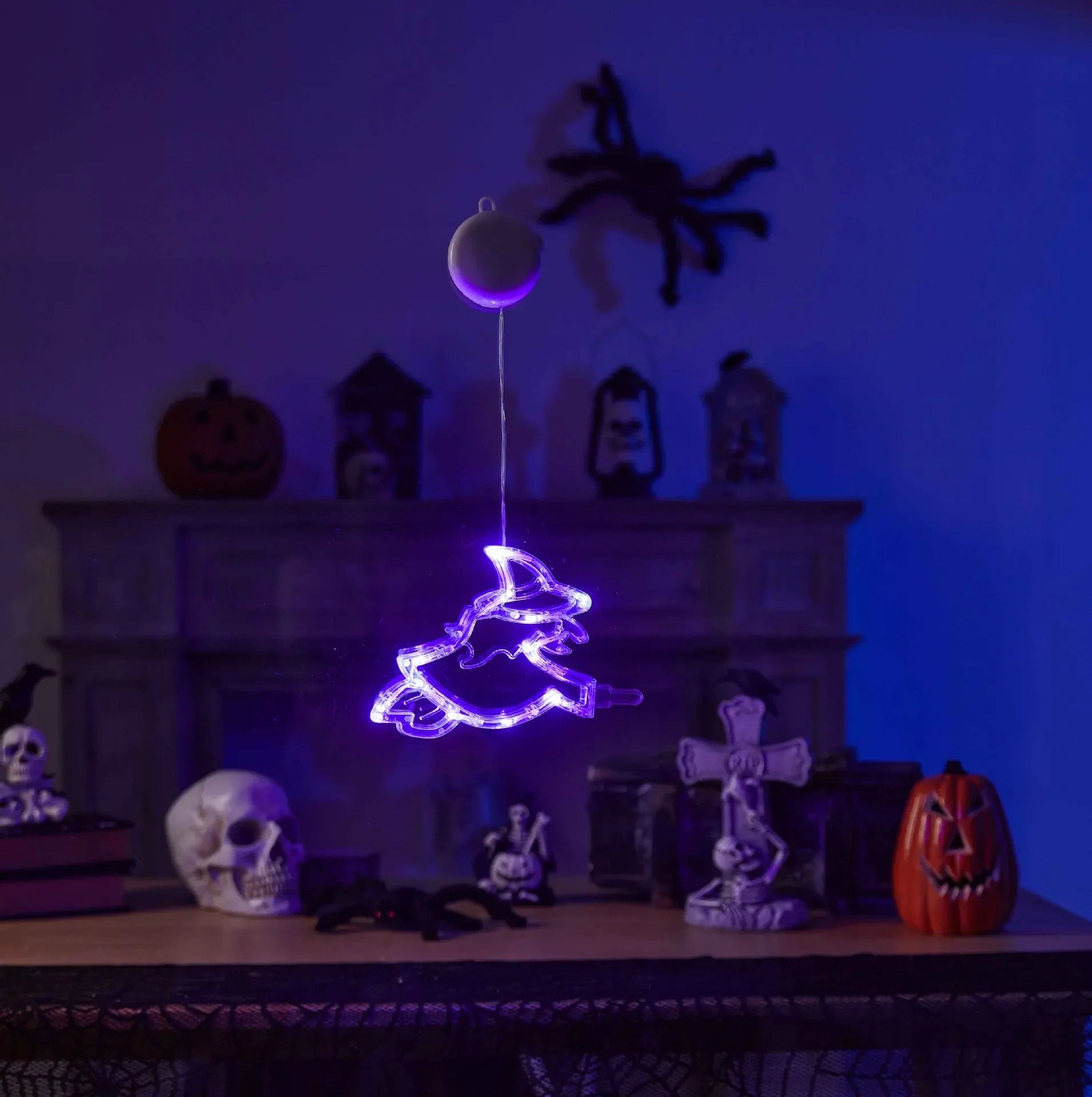 Halloween Led String Lights Ghost Pumpkin Spider Hat Modeling Lamp with Suction Cup Festival Party Halloween Decoration New