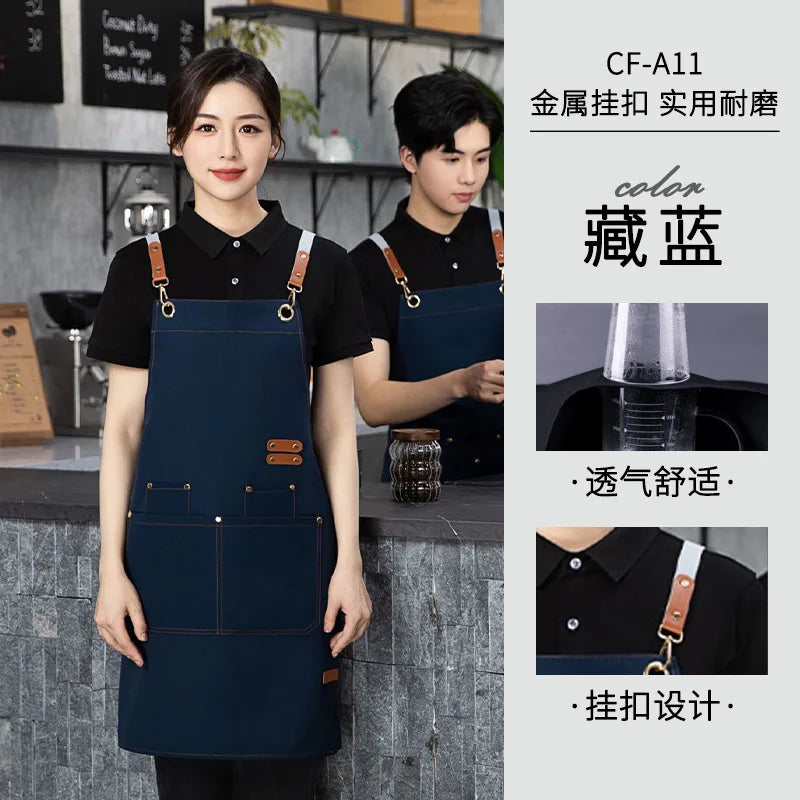 Tablier de cuisine en toile à double épaule imperméable et résistant à l'huile