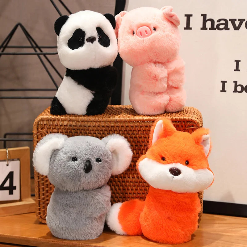 Creative Stuffed Animals Raccoon Fox Husky Cat Monkey Papa Circle Toy Wrapped Around Arm Doll Toys For Kids Birthday Gift
