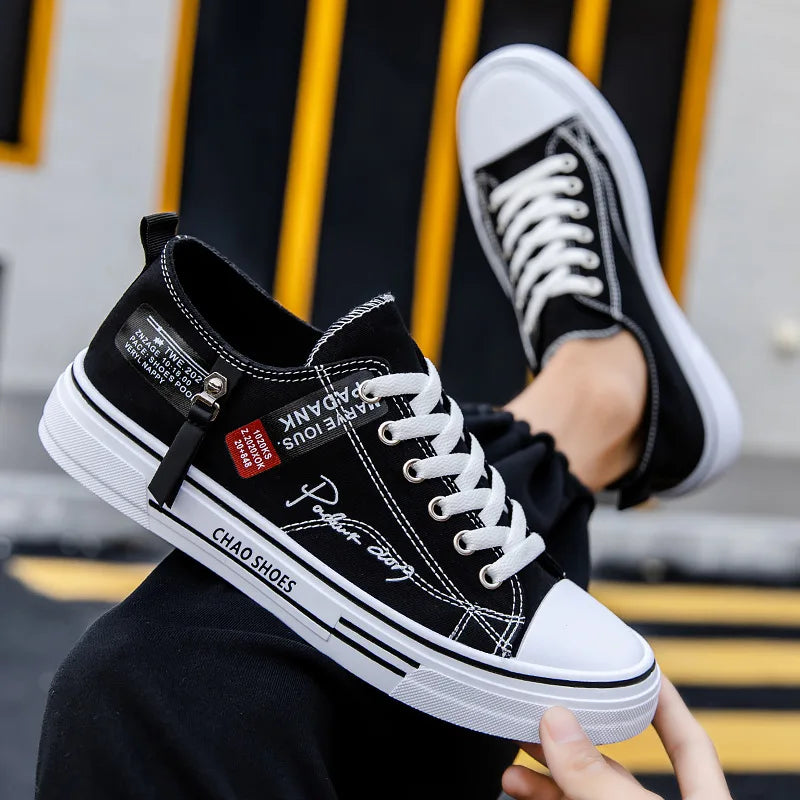 Summer Men's Canvas Sneakers Low-Top Casual Breathable Shoes for Teen Trendy Lightweight Youth Streetwear Comfort Footwear