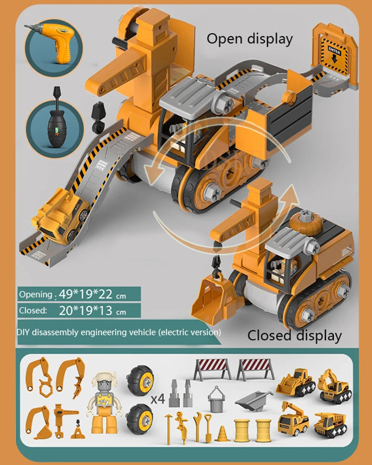 Jouets pour enfants, véhicule d'ingénierie, perceuse électrique, outils, ensembles éducatifs assemblés, outils pour garçons, cadeau de construction d'écrous