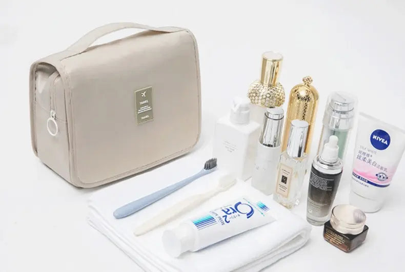 Bolsa de Maquillaje de Viaje, Neceser Organizador de Cosméticos, Impermeable, para Baño, con Gancho, Bolsa de Aseo de Alta Calidad para Mujer