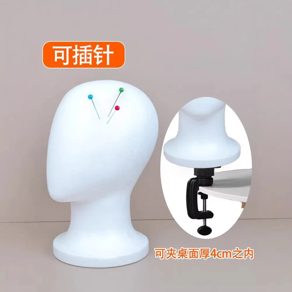 Wig Mannequin Head Stand Cosmetology Manikin Head Standard Holding Holder Clamp Stands Black (1Pc, Desktop Head Stand)