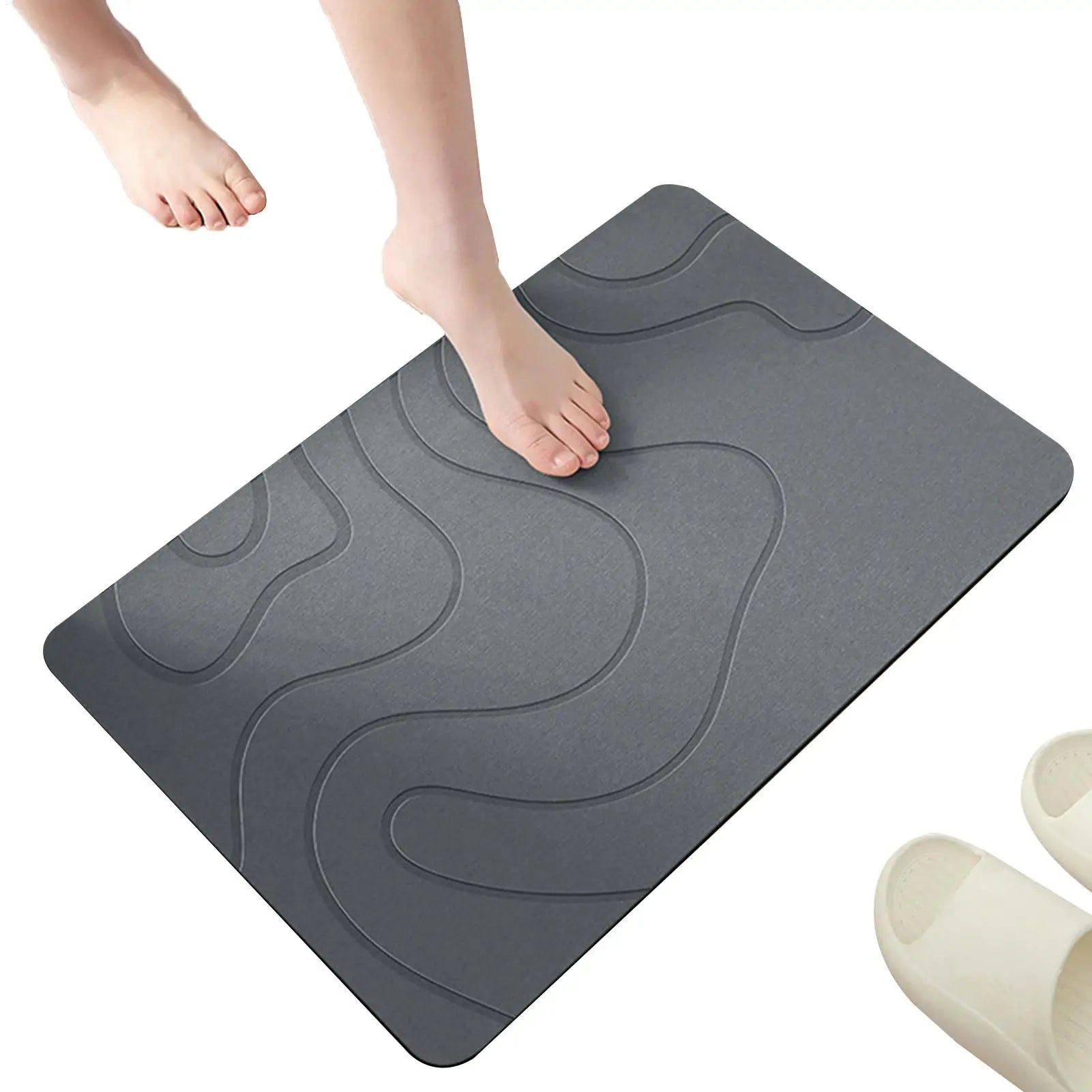 Alfombrilla de piedra para secado de baño, alfombrilla blanda de barro de diatomeas, alfombrilla antideslizante para puerta de inodoro, alfombrilla de ducha de piedra de diatomeas de secado rápido con absorción de agua
