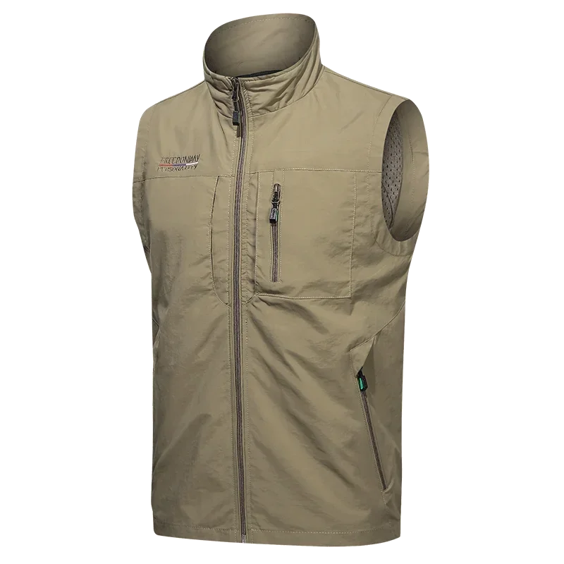 Men's Vest Thin Tooling Loose Quick Drying Outdoor Sports Multi Pocket Stand Collar Camping Fishing Vest Summer жилетка мужская