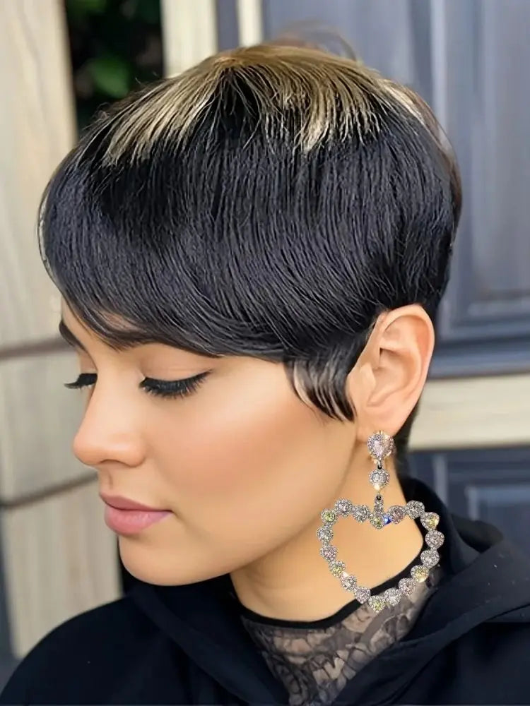 Pixie Cut wig 6 Inch Remy Human Hair Pixie Cut Wig Straight Layered Style wig For Women Full Machine Made Wig