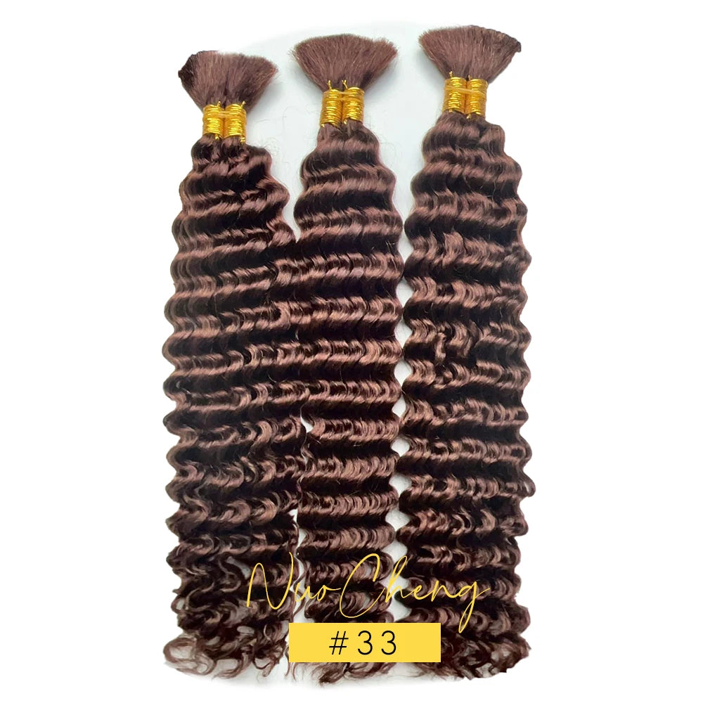 Deep Wave Bulk Human Hair for Braiding No Weft 100g (1 Pack-2 Bundles) Brazilian Virgin Human Hair Braiding Hair For BOHO Braids