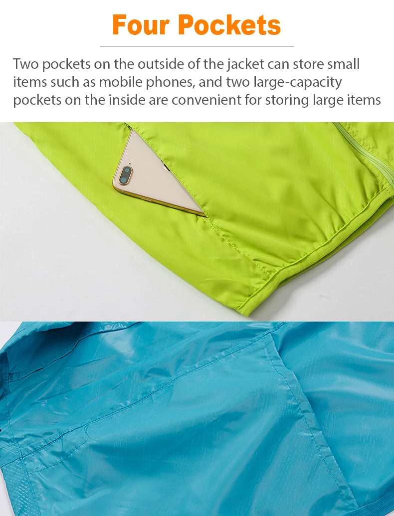 JNLN Men Women Hiking Jackets Waterproof Sun Protective Windbreaker Unisex Camping Climbing Outdoor Rain Coat Portable Clothes