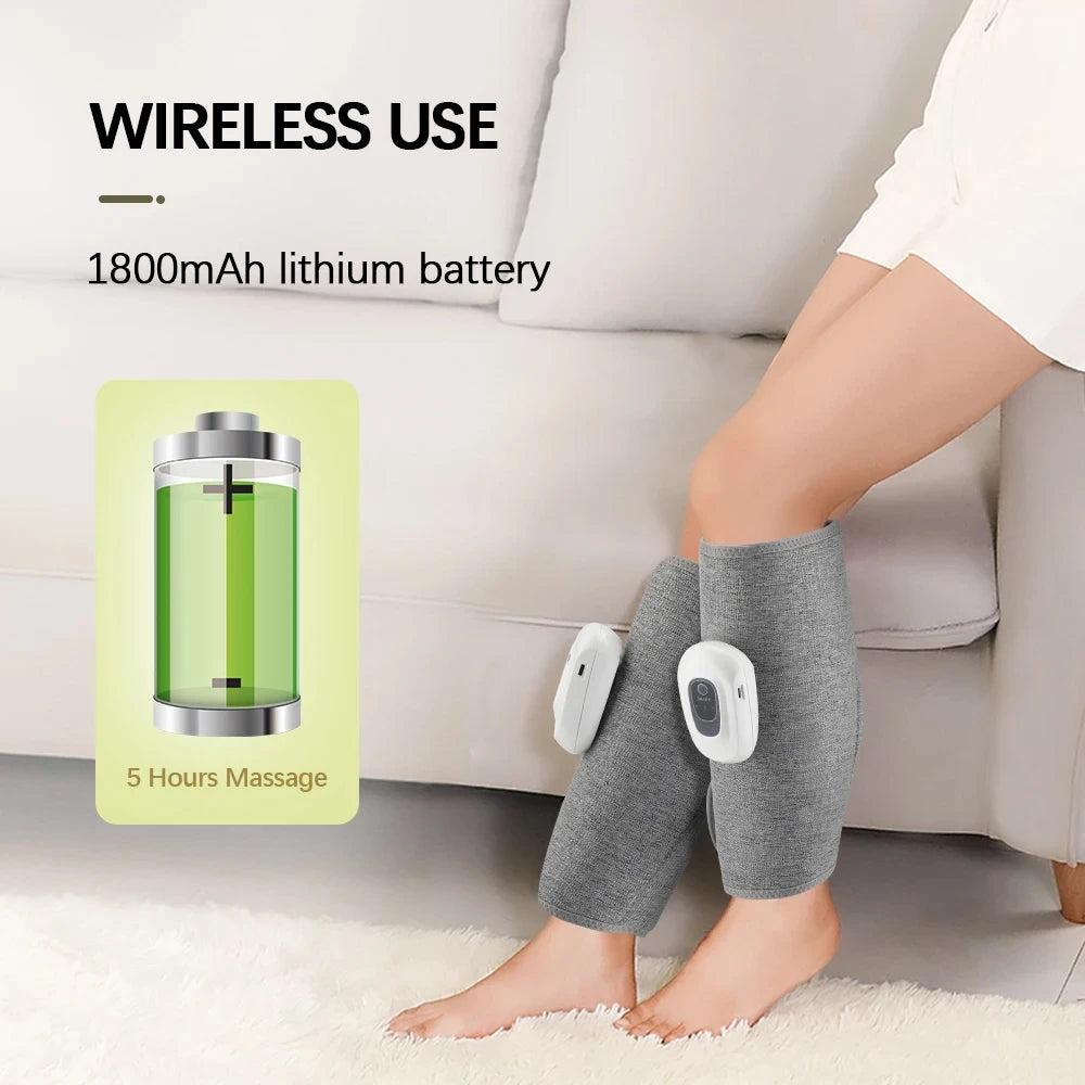 Electric Leg Massager Wireless Rechargeable Air Compression Leg Calf Massage for Relax Leg Muscles 360° Air Pressure Leg Massage