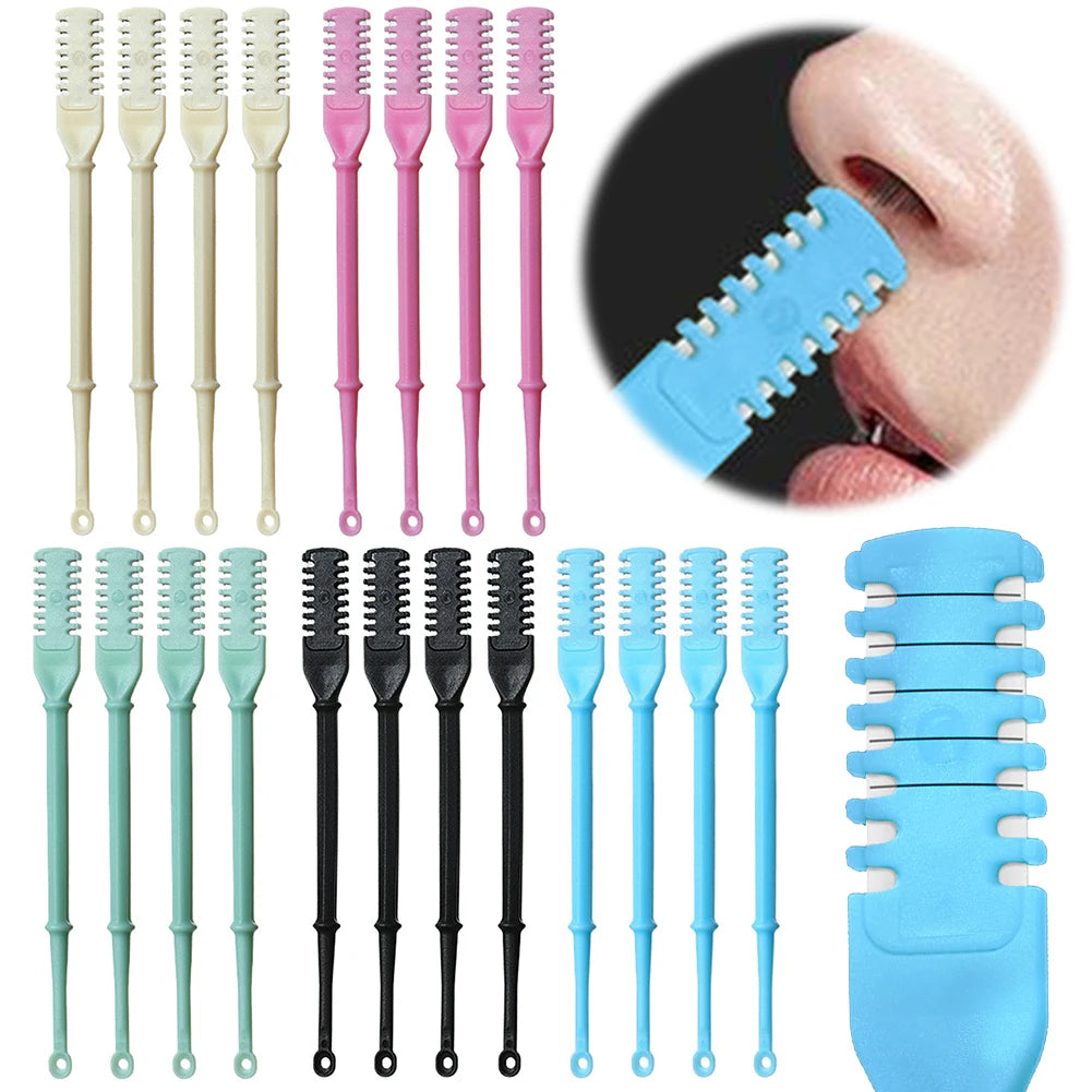 4Pcs Nasal Hair Cutter Nose Hair Trimmer 2-in-1 Manual Nostril Hair Removal Tool Double Sided Blade Hair Removal Accessory