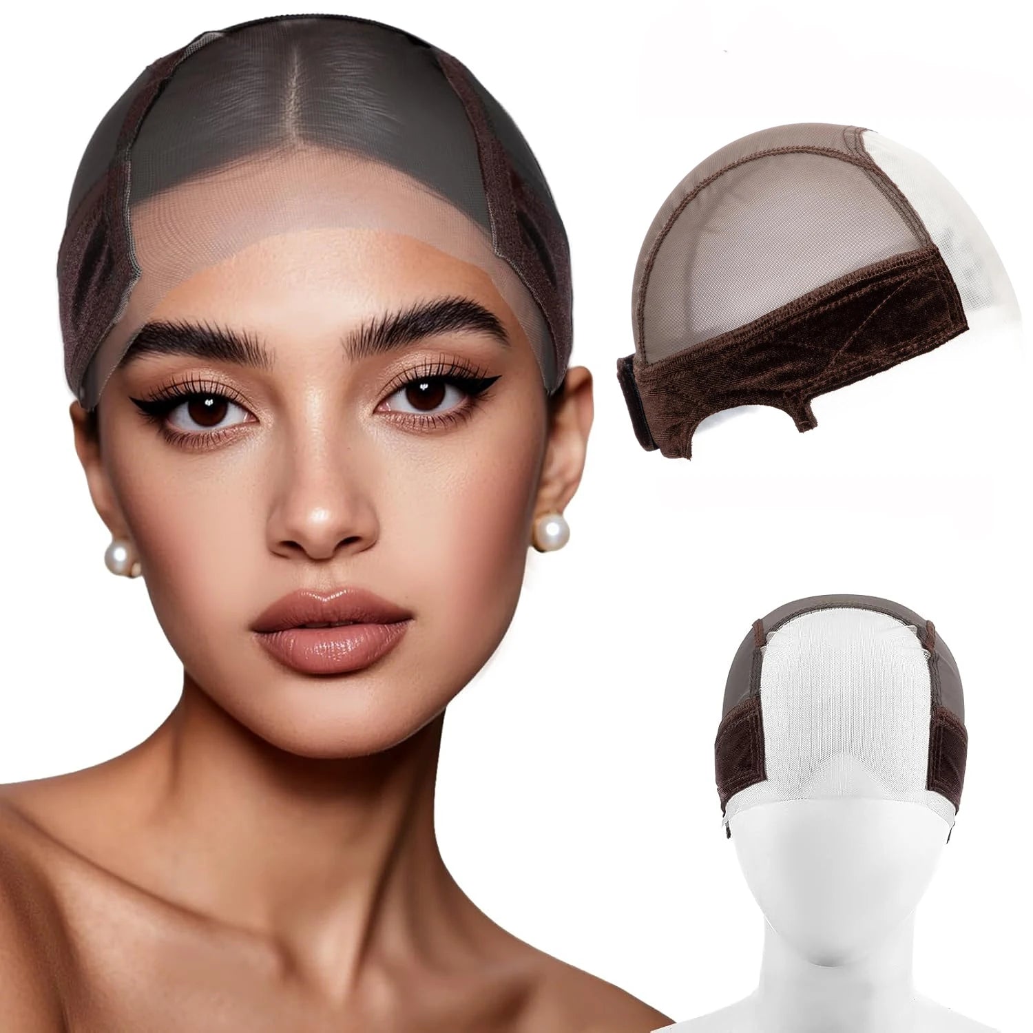 Lace Wig Grip Cap parykkfestebånd for Lace Front-parykker for å holde parykken på plass, justerbar parykkhette med festebånd, sklisikker lue