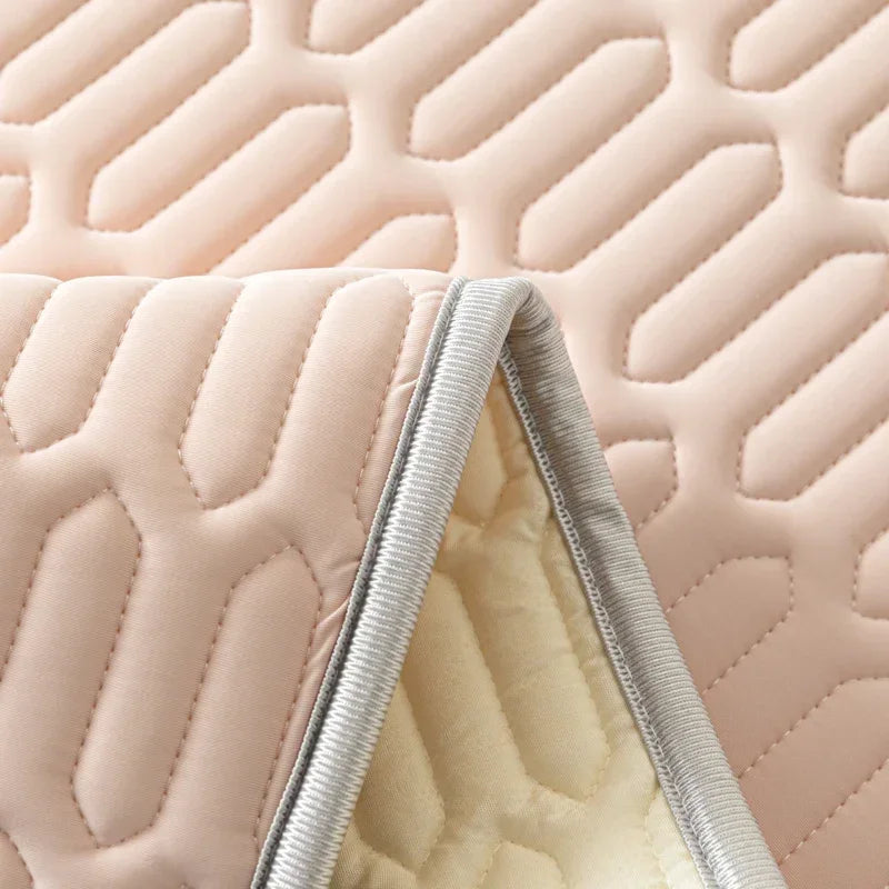 Cooling Bed Sheet Set with Pillowcases Ice Silk & Latex Quilted Breathable Cover Solid Summer Bedding Comfort & Heat Resistance