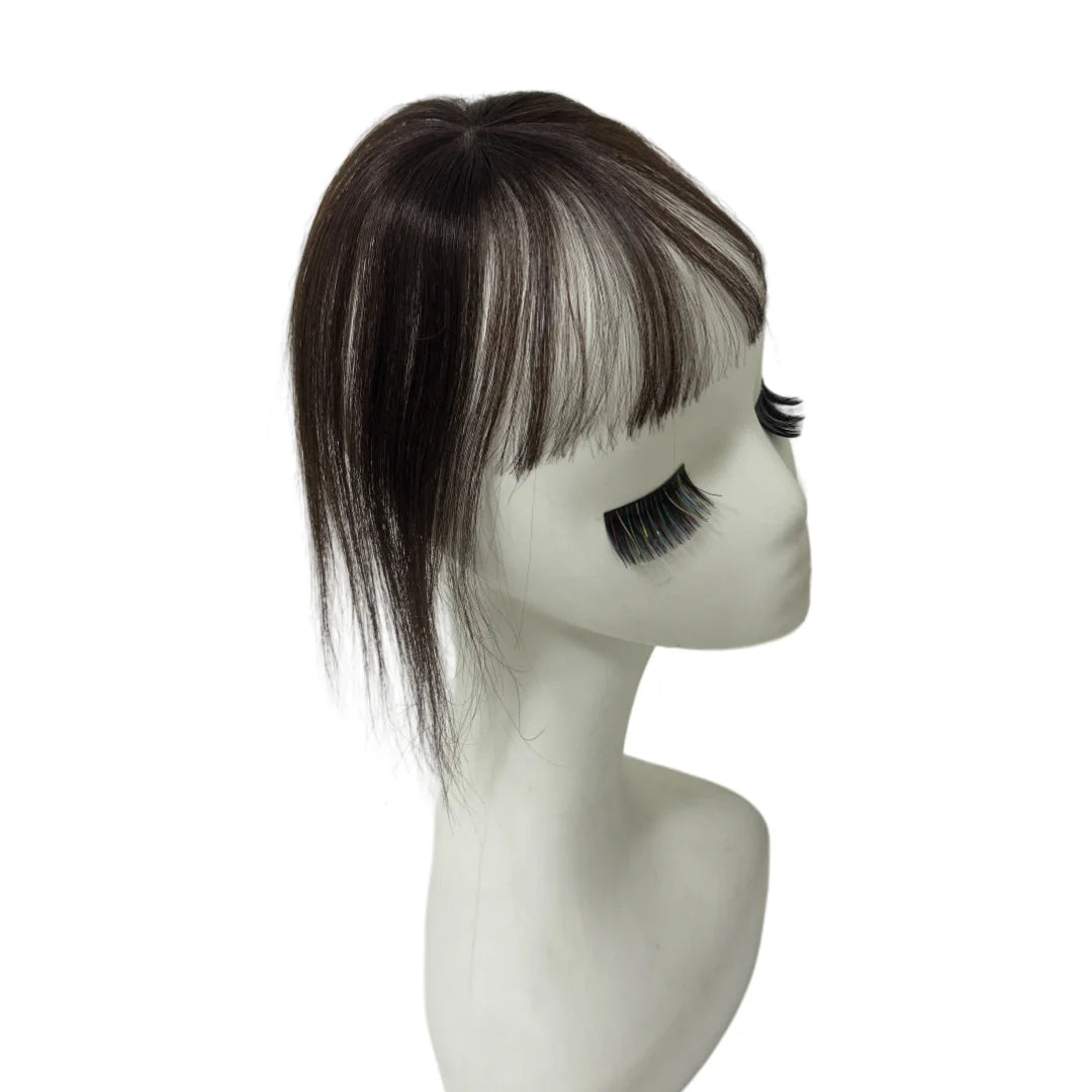 Light Thin Human Hair Bangs 360 Cover Grey Hair with 3D Air Bangs Invisible Brazilian Non-remy Hair 1 Clip in Hair Extensions