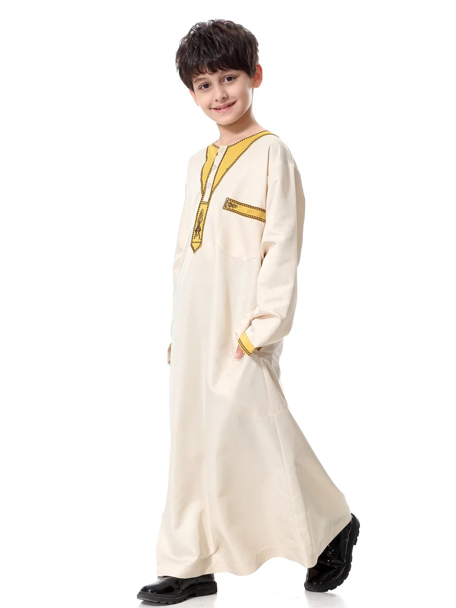 2025 Fashion Muslim Teenager Clothing Islam Men Summer Winter Eid Ramadan Prayer High Quality Elengance Party Boy's Robe Caftan