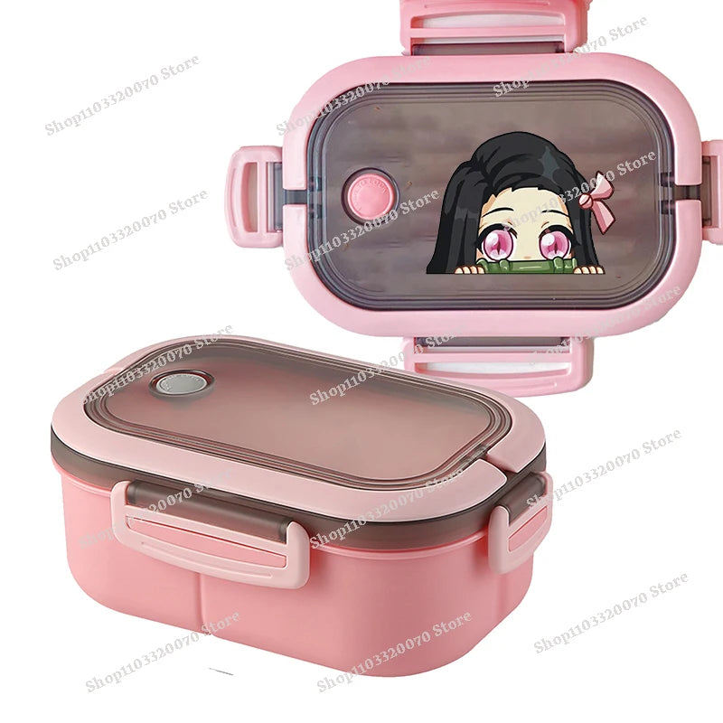 Demon Slayer Kimetsu No Yaiba Lunch Box Cartoon Anime Figures Dinner Pail Student Office Workers Large Capacity Sealed Bento Box