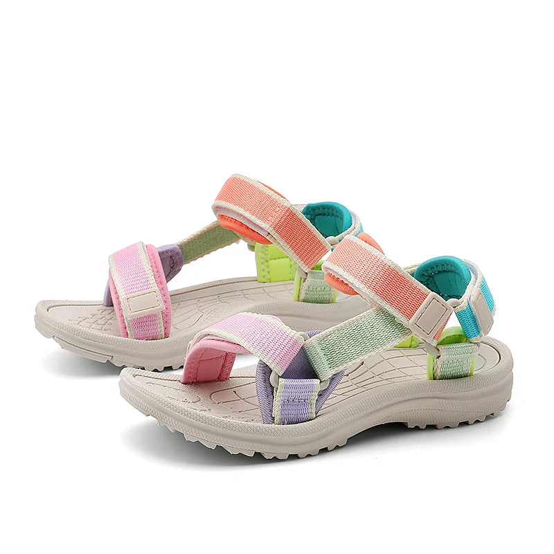Kids Sport Sandals for Girls Breathable Non-Slip Soft Sole Comfortable Lightweight Beach Walking Outdoor Shoes Adjustable Straps