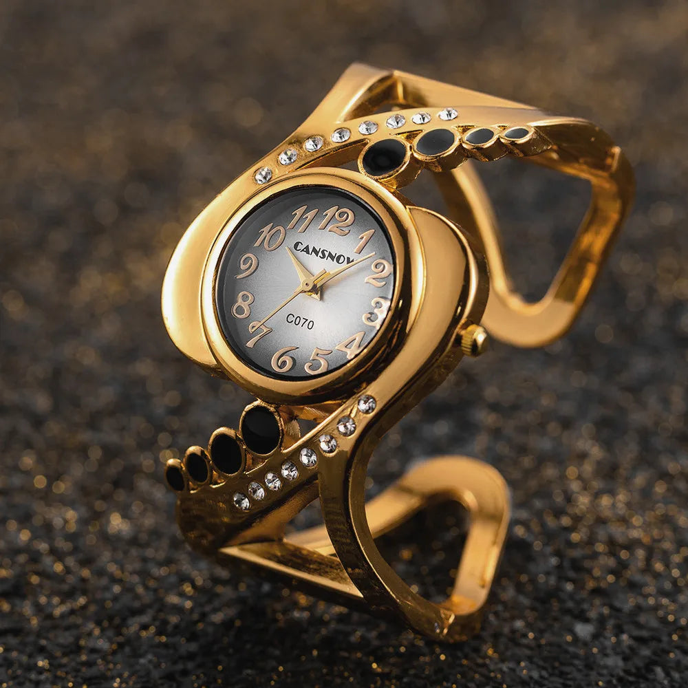 Reloj de pulsera de lujo con cristales para mujer