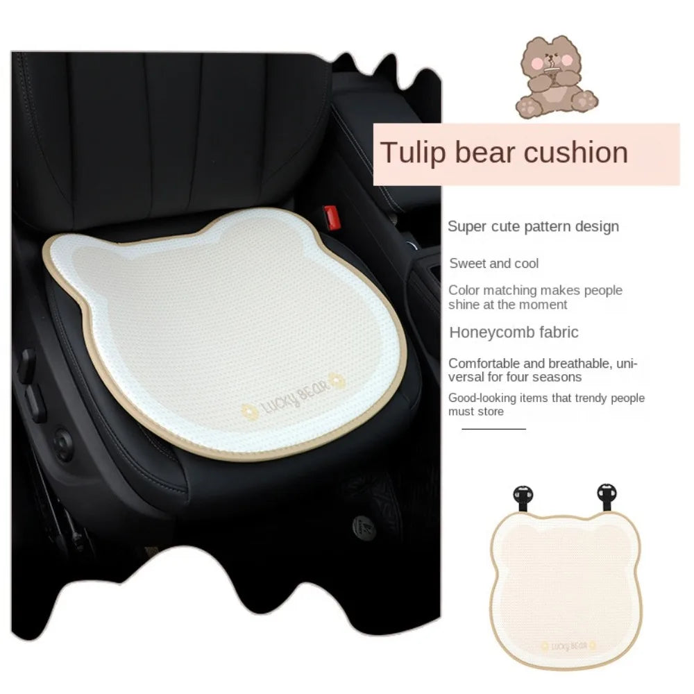 Bear Cartoon Bear Car Seat Cushion Protector Mat Breathable Summer Breathable Seat Pad Honeycomb Dust Proof Car Ice Silk Cushion
