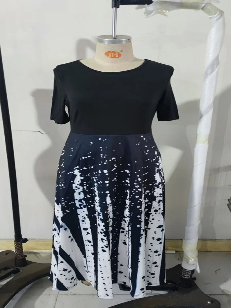 LW Women's Casual dresses short sleeve Pocket Design A Line Dress office Elegant Fashion maxi dress vestido Women's Clothing