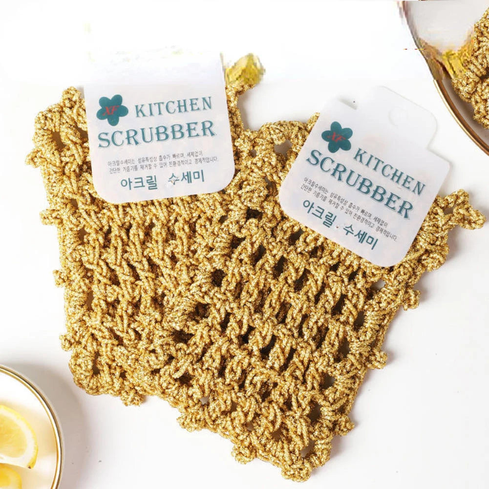 Chiffon de nettoyage de cuisine en fil d'or, essuie-vaisselle peu encombrant et à suspendre pour la maison