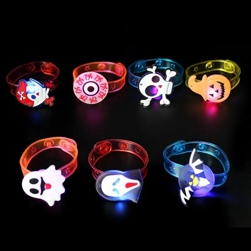5/10/20PCS Glowing Pumpkin Ghost Bracelet Rings Kids Night Toys Halloween Party Favor Children Gifts Festival Carnival Giveaways
