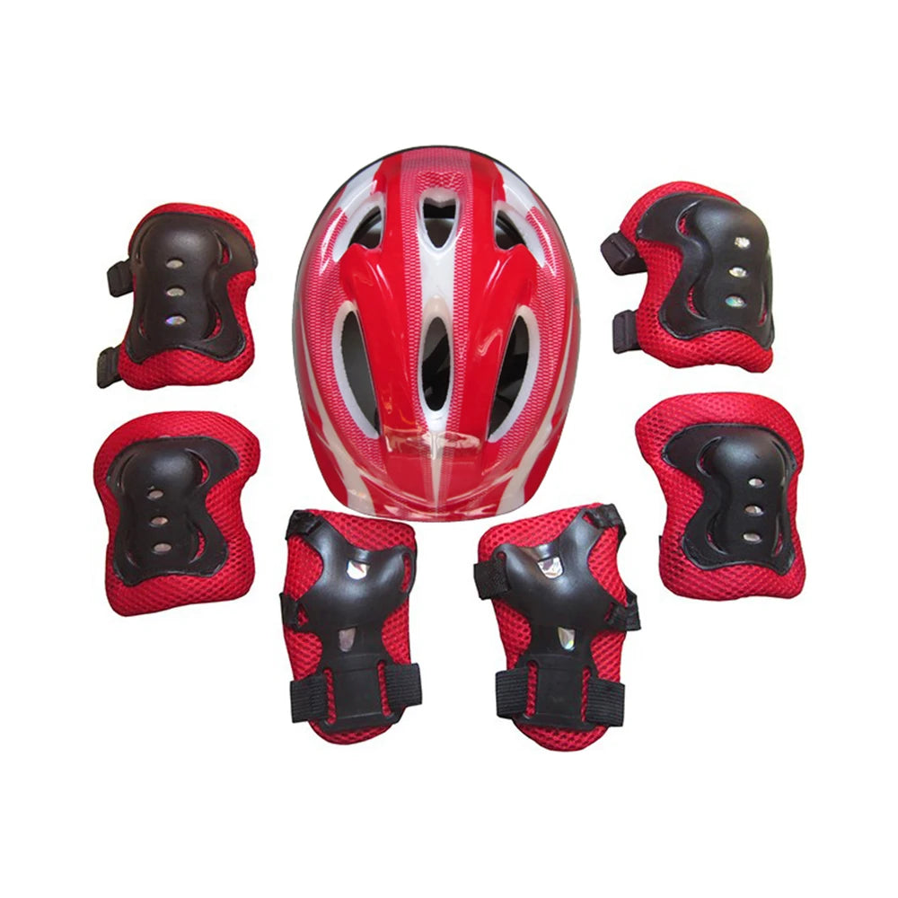 7Pcs/Set Kids Roller Skating Bicycle Helmet Knee Wrist Guard Elbow Pad Set for Children Cycling Sports Protective Guard Gear Set