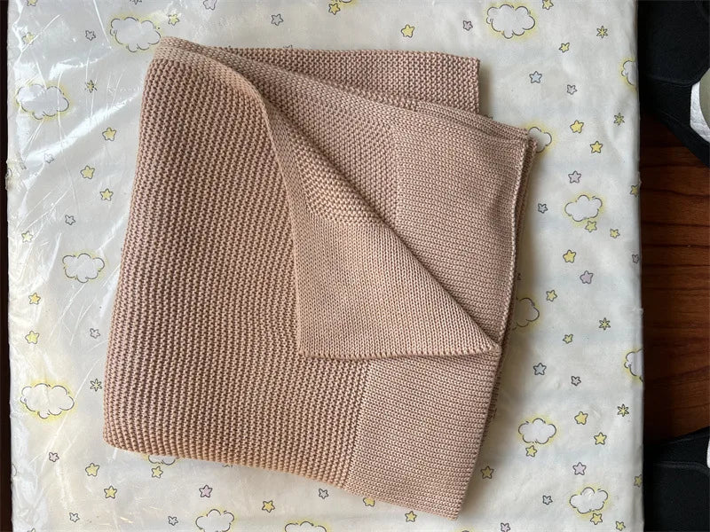 Manta de punto para bebé recién nacido, colcha de cama para niños, color sólido, algodón puro suave, para envolver bebés