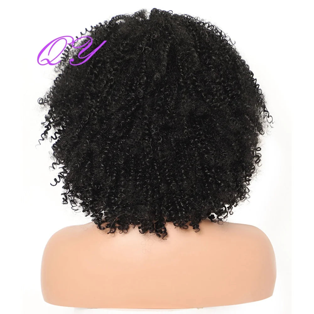 Synthetic Black Headband Wig, African Curly, Fluffy, Soft, High-Quality Wig Suitable For Women's Daily Party And Festivals