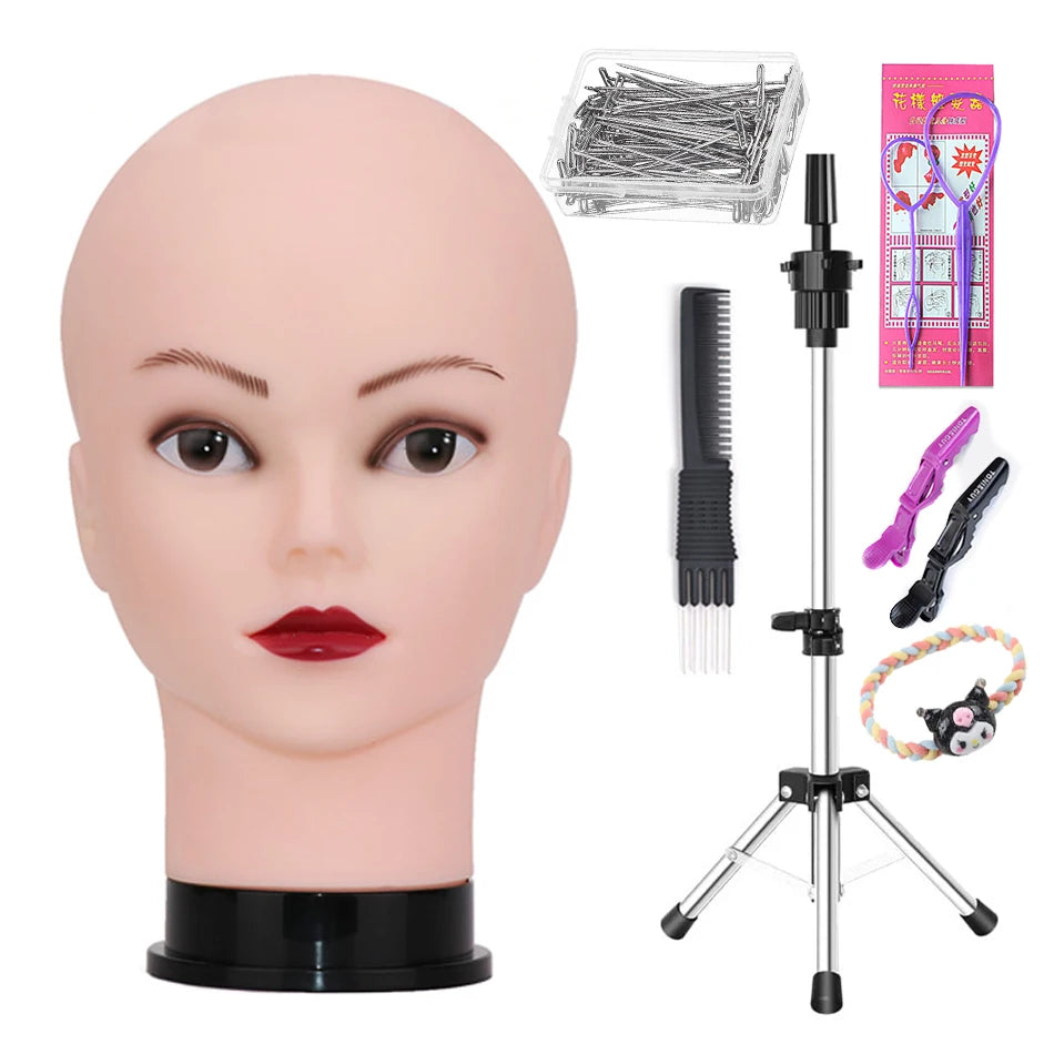 Mannequin Head With Tripod For Making Wig Hat Glasses Mask Display Cosmetology Manikin Head For Makeup Practice Wig Install Kit