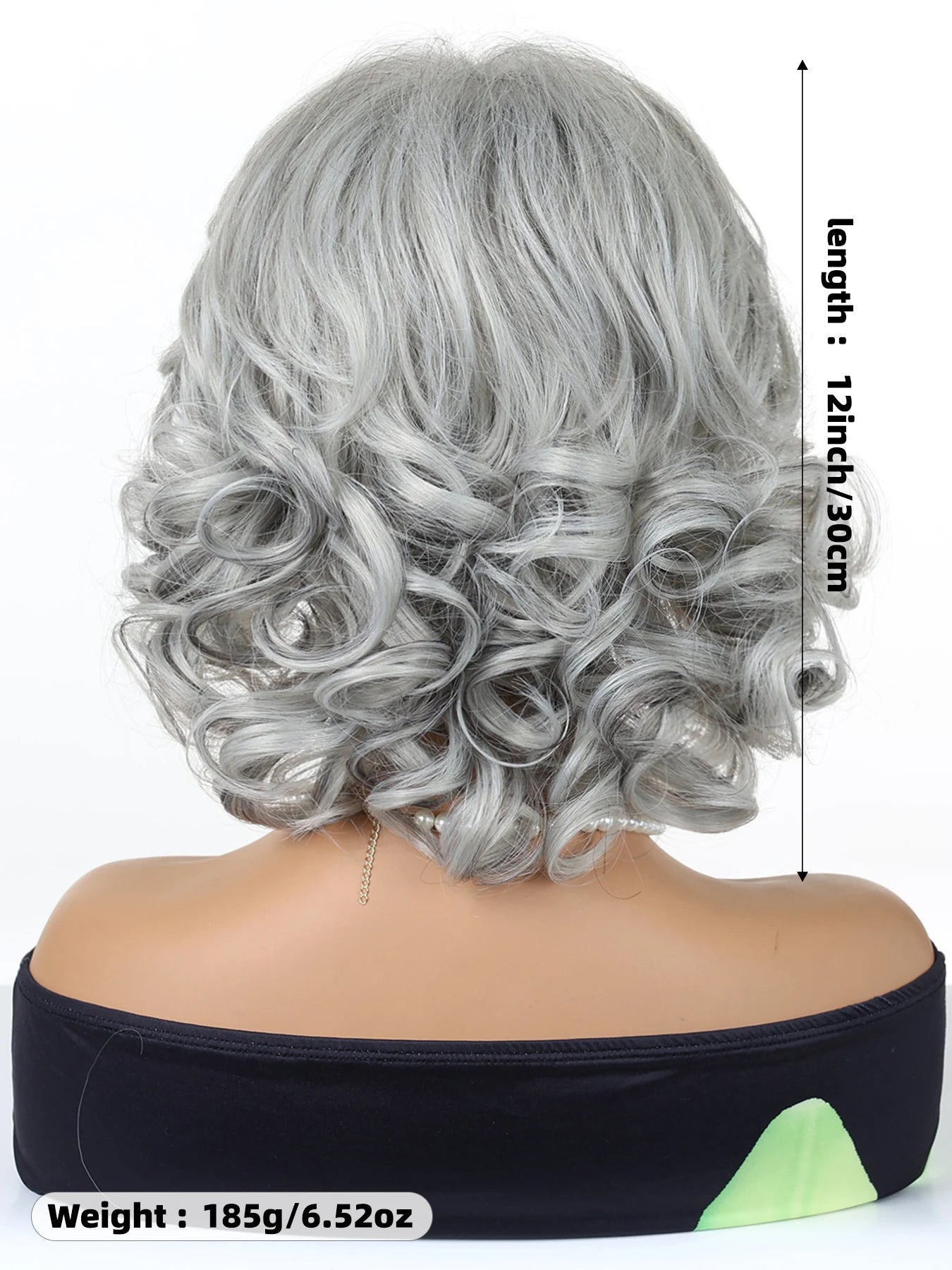Salt & Pepper Gray Loose Curly Short Bob Wig Side Fringe Silky High Temperature Synthetic Hair Lightweight Comfortable Wig Cap Fashion Mature Ladies Wig