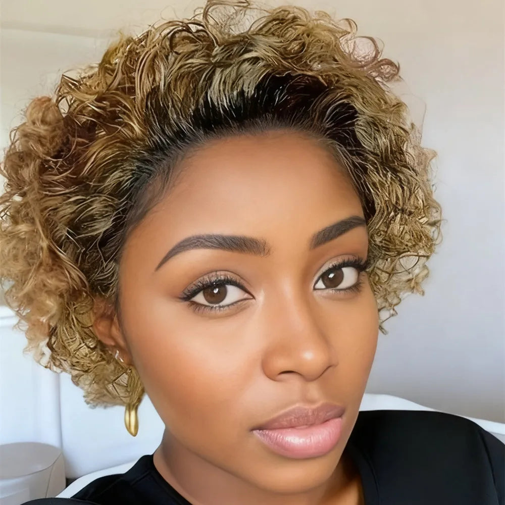 6" Lace Curly Pixie Wig